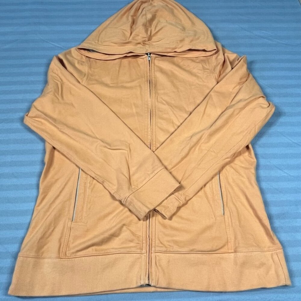 Tommy Bahama Hoodie Womens Large Orange Full Zip Lightweight Jacket Pima Cotton